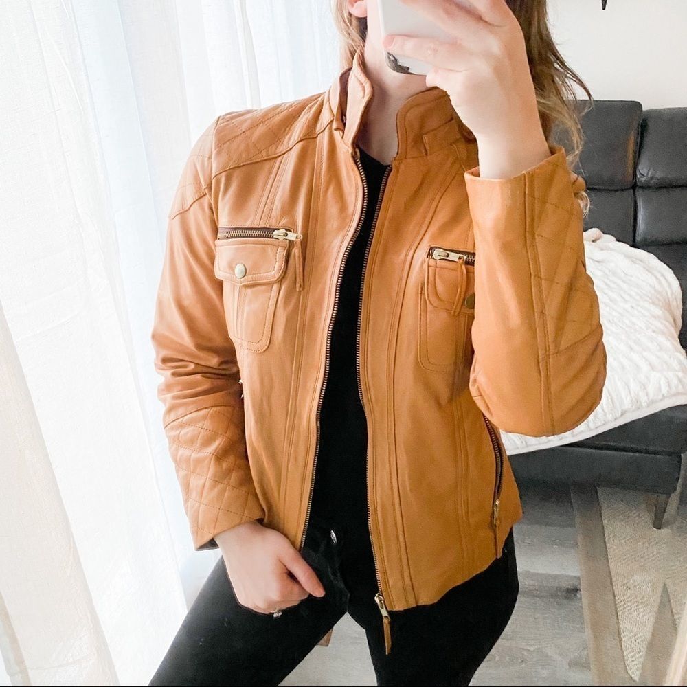 New York Jacket by Aldanny Camel Leather Jacket